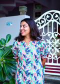 SC102 – Tropical Leaf Print Casual Kurti