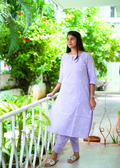 SC504 – Lavender Lilac Linen Casual Kurti Set