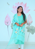 SC403 – Mint Green Floral Kurti Set with Dupatta