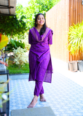 SC401 – Purple Woven Kurti Set with Dupatta