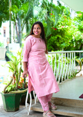 SC503 – Blush Pink Linen Casual Kurti Set