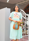 SC205 – Mint Green Embroidered Gingham Dress