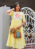 SC206 – Yellow Embroidered Gingham Dress