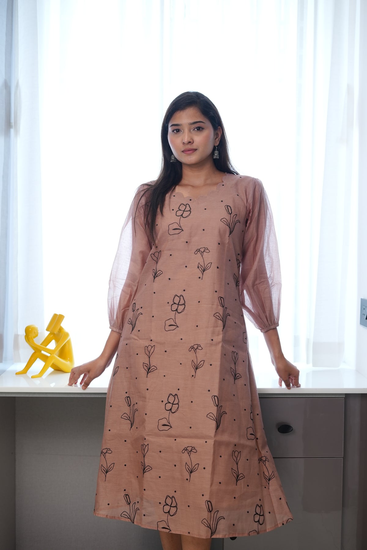 SC318- Mocha Floral Frock