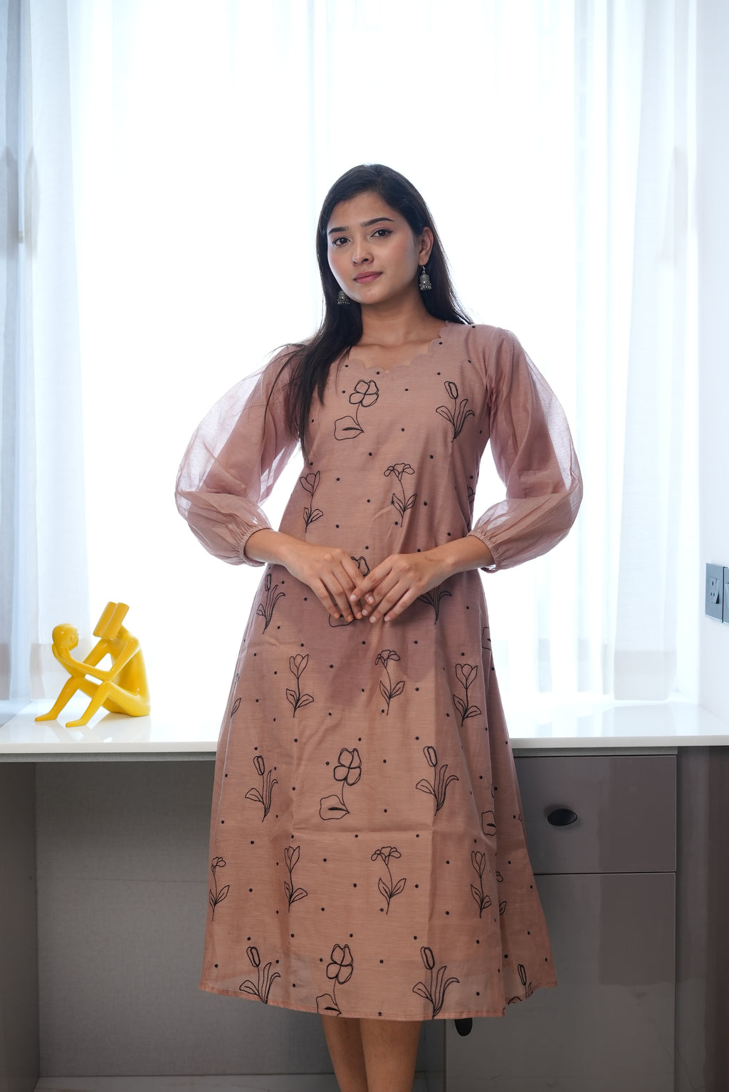 SC318- Mocha Floral Frock