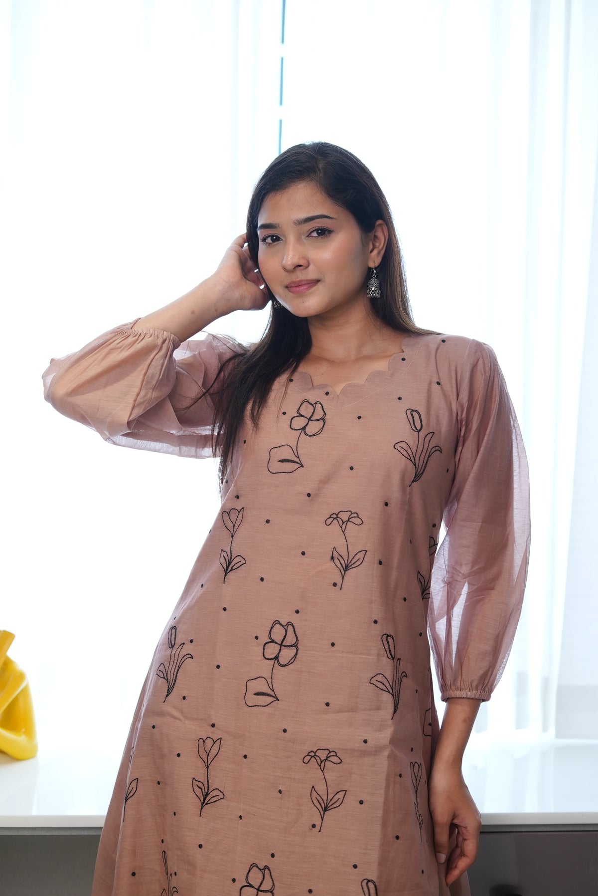 SC318- Mocha Floral Frock