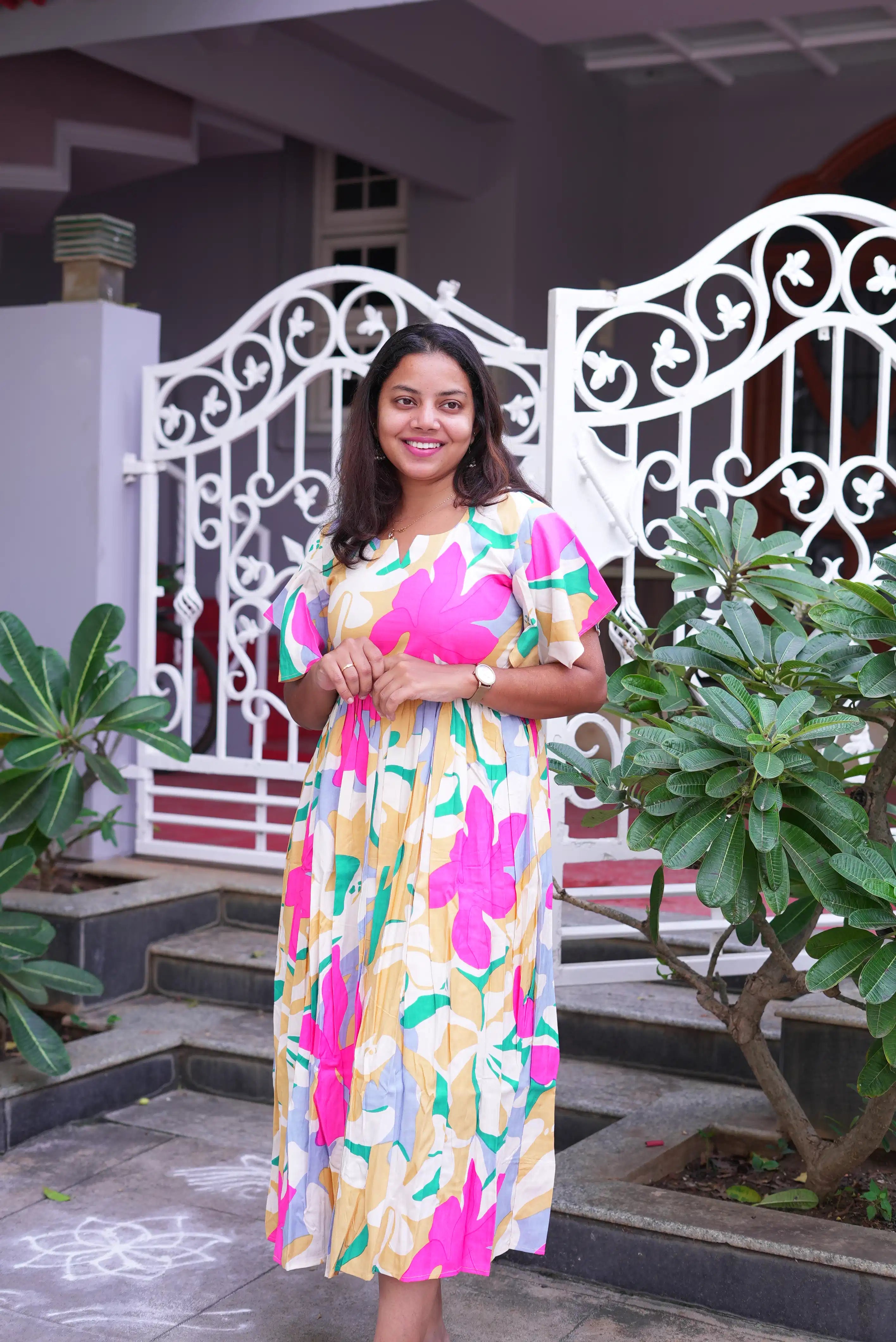 SC211 – Multicolor Floral Printed Cotton Frock