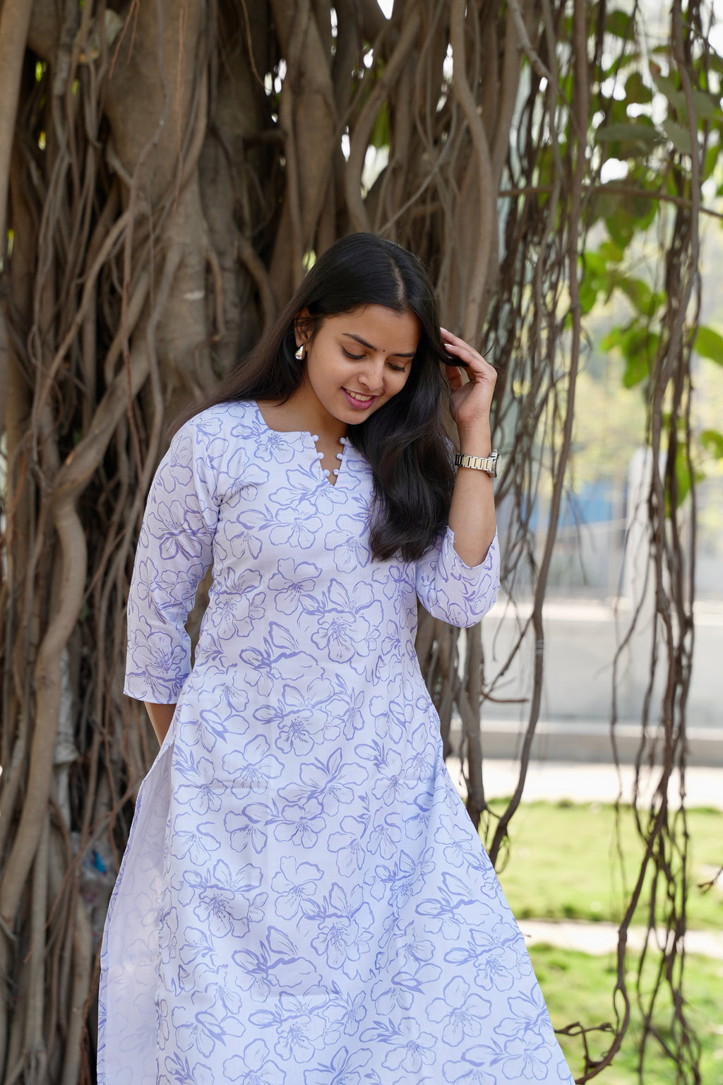 SC202 – floral Printed Linen kurti