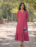 SC219 – Maroon Cotton Casual Frock