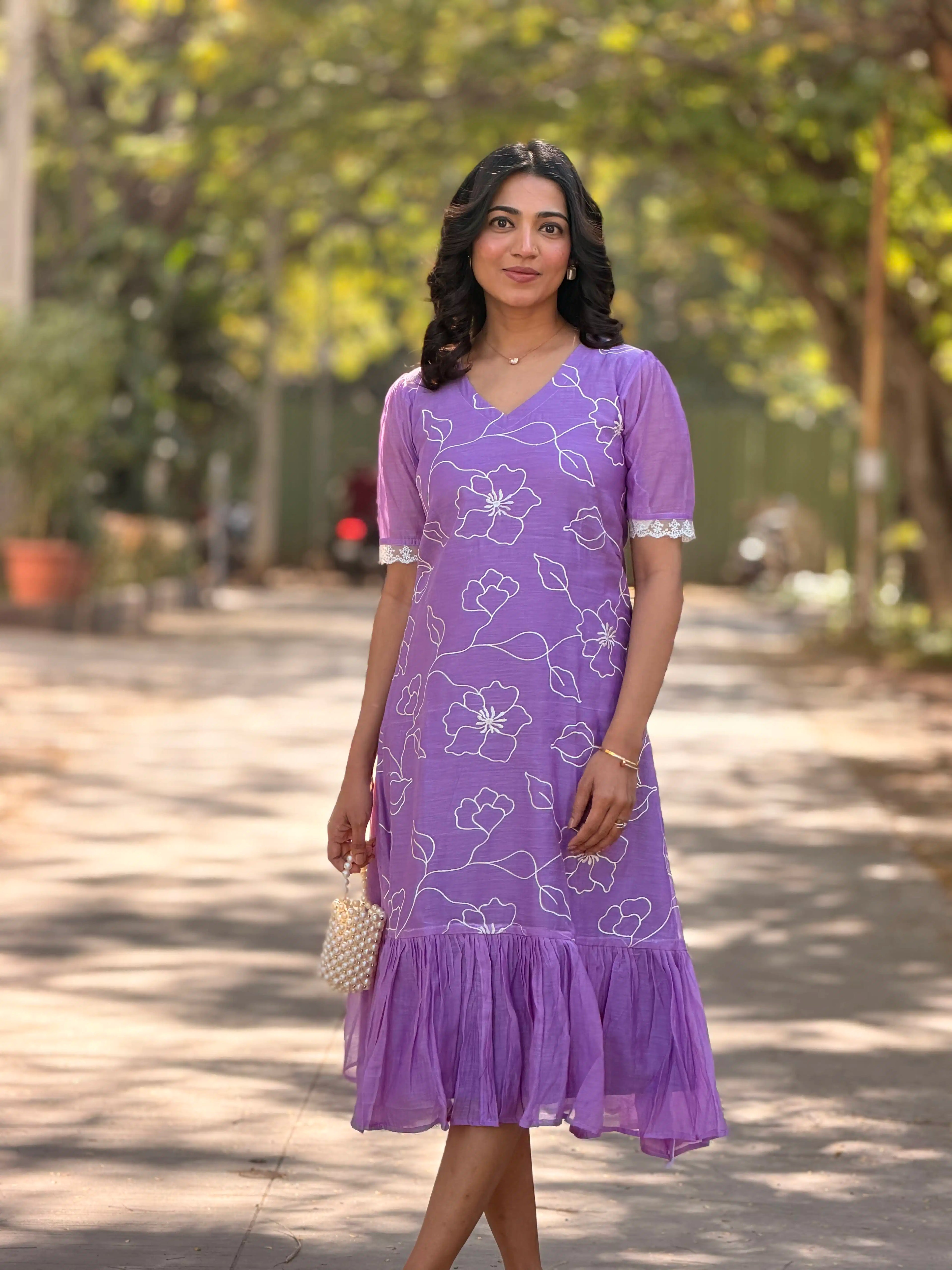 SC220 – Purple Cotton Casual Frock