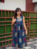 SC104- Blue dots Print Midi Dress