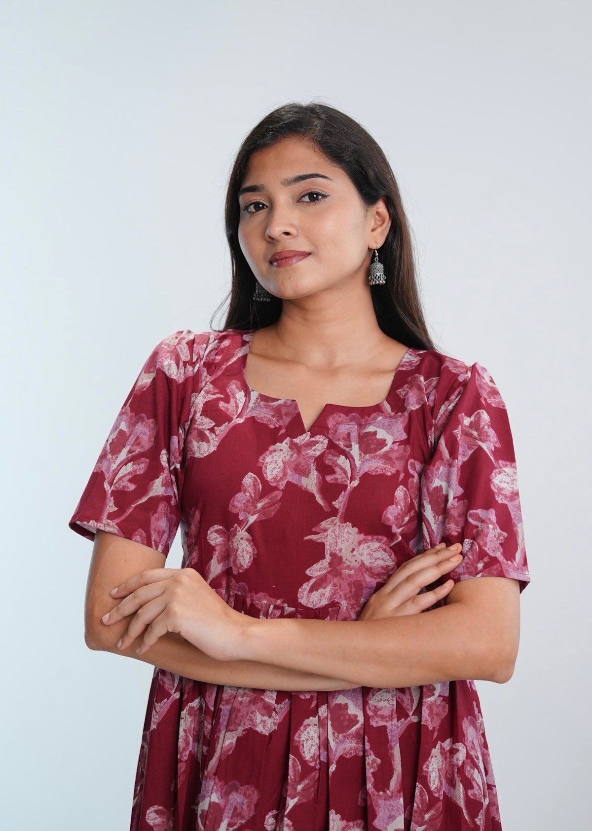 SC107 – Maroon Printed Cotton Frock