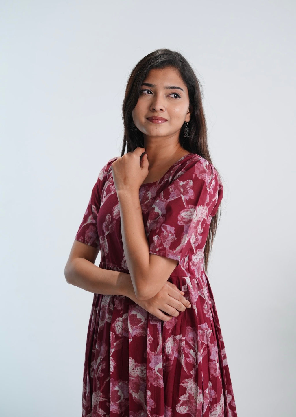 SC107 – Maroon Printed Cotton Frock