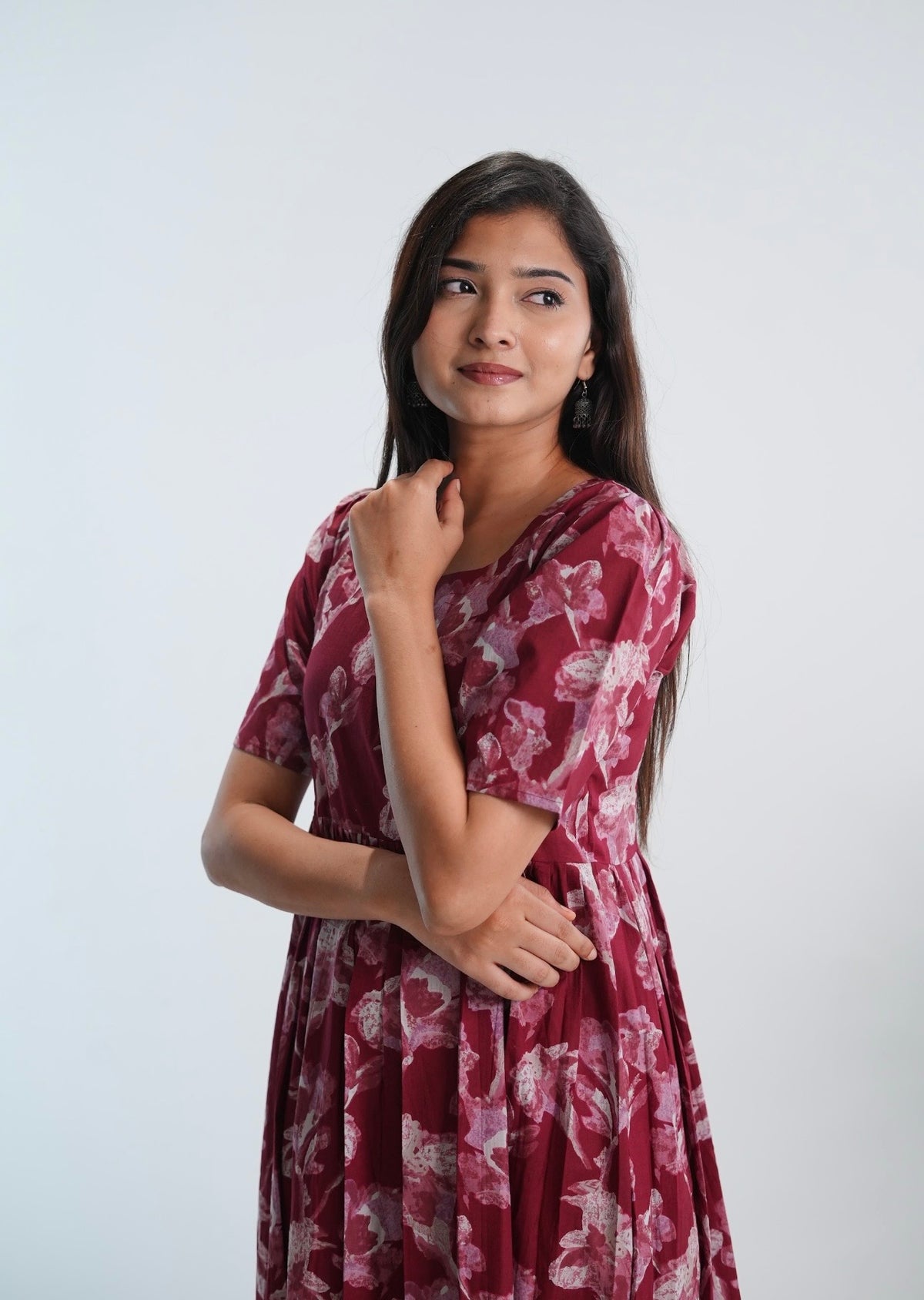 SC107 – Maroon Printed Cotton Frock