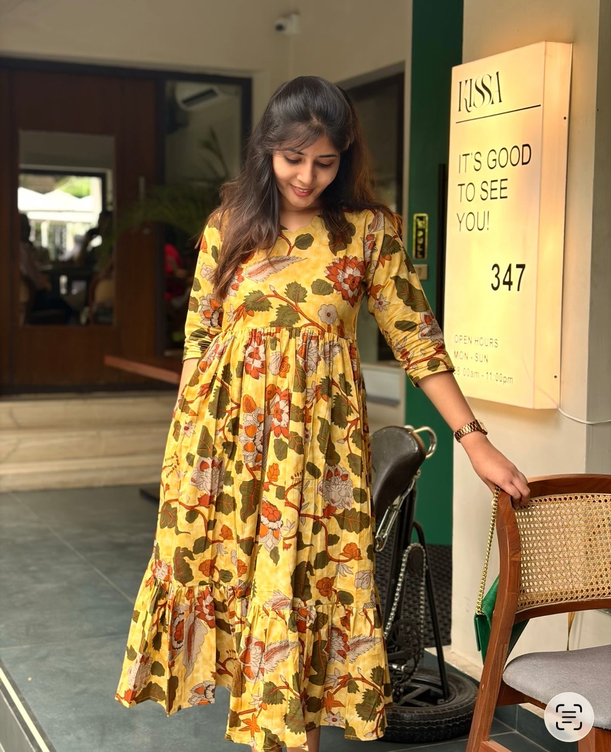 SC110 – Yellow Kalamkari Printed Cotton Frock