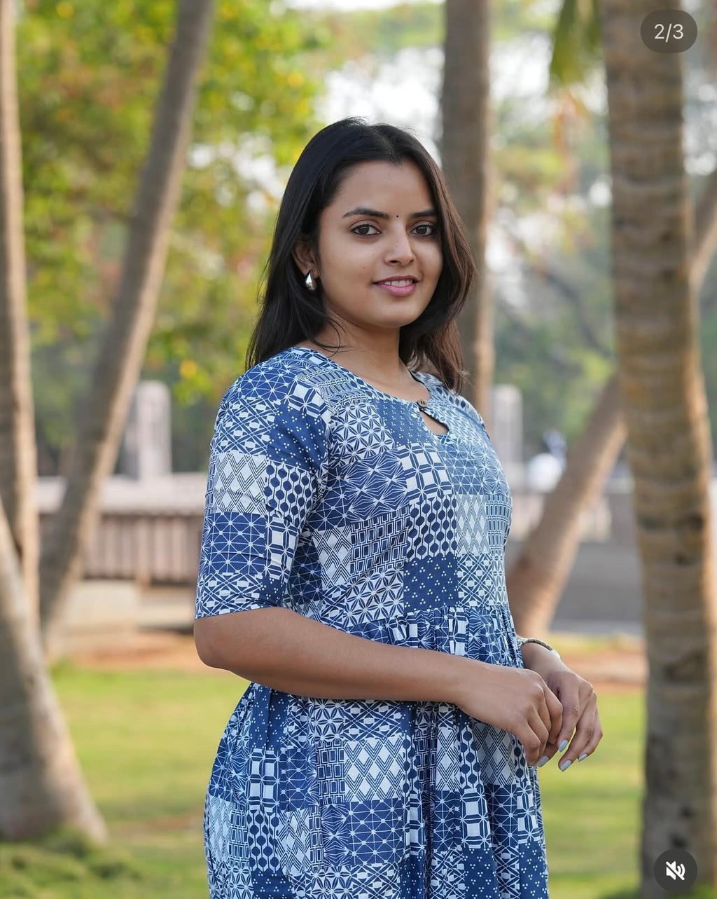 SC113- Geometrical print Cotton Frock