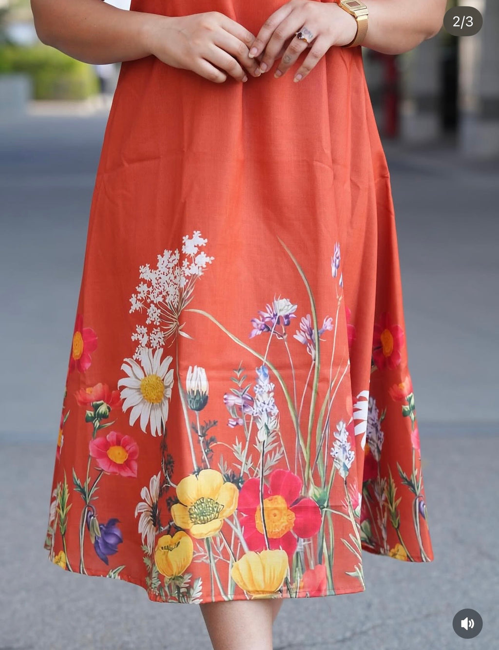 SC303- Rust Orange Linen Aline frock