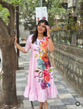 SC305 – Pink floral Linen frock