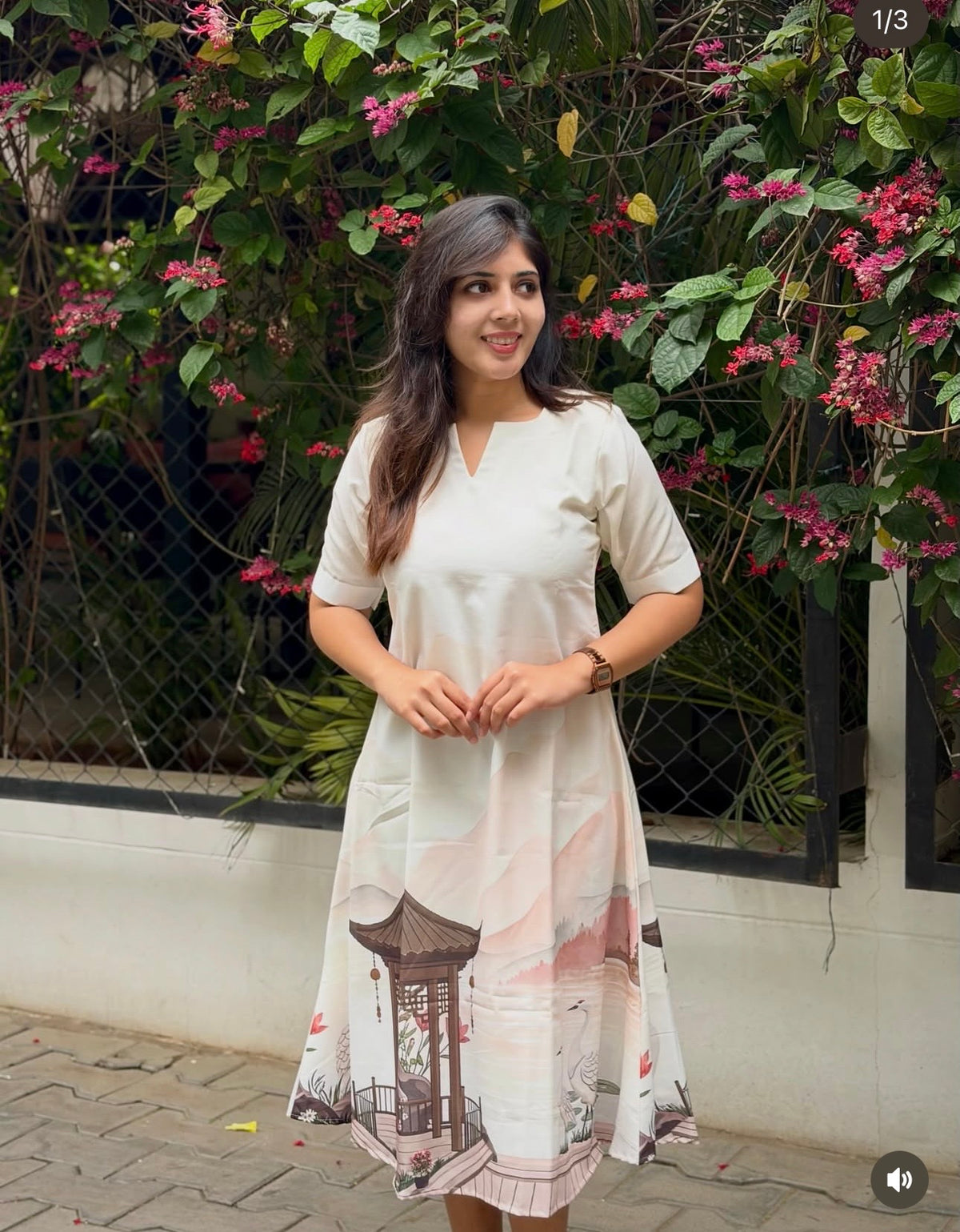 SC307 – White Printed Aline frock