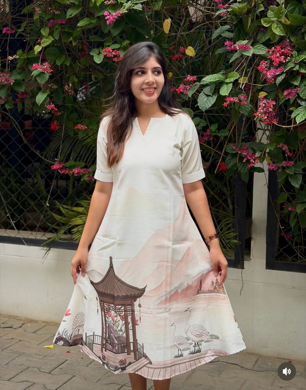 SC307 – White Printed Aline frock