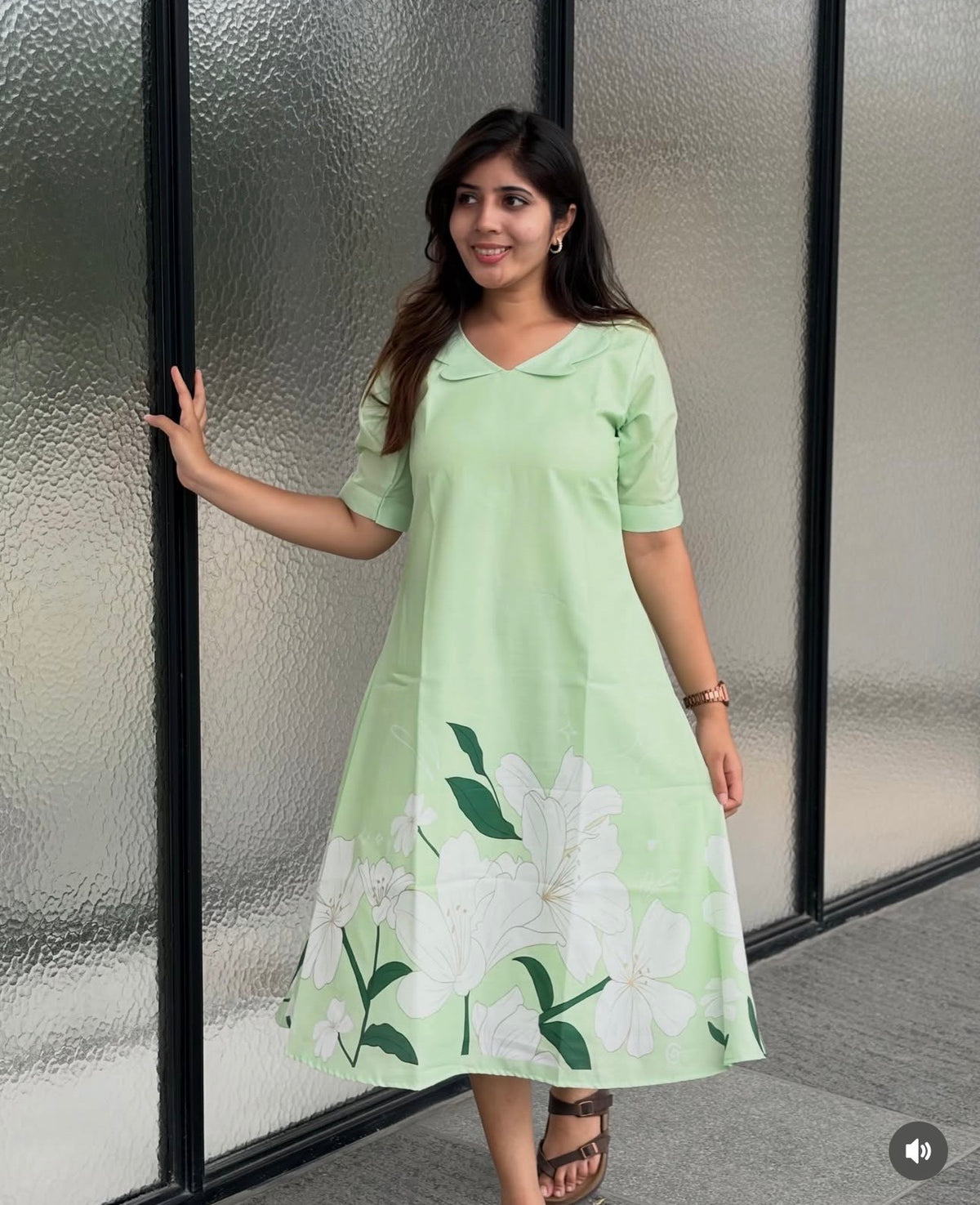 SC304 – Radium Green Aline frock