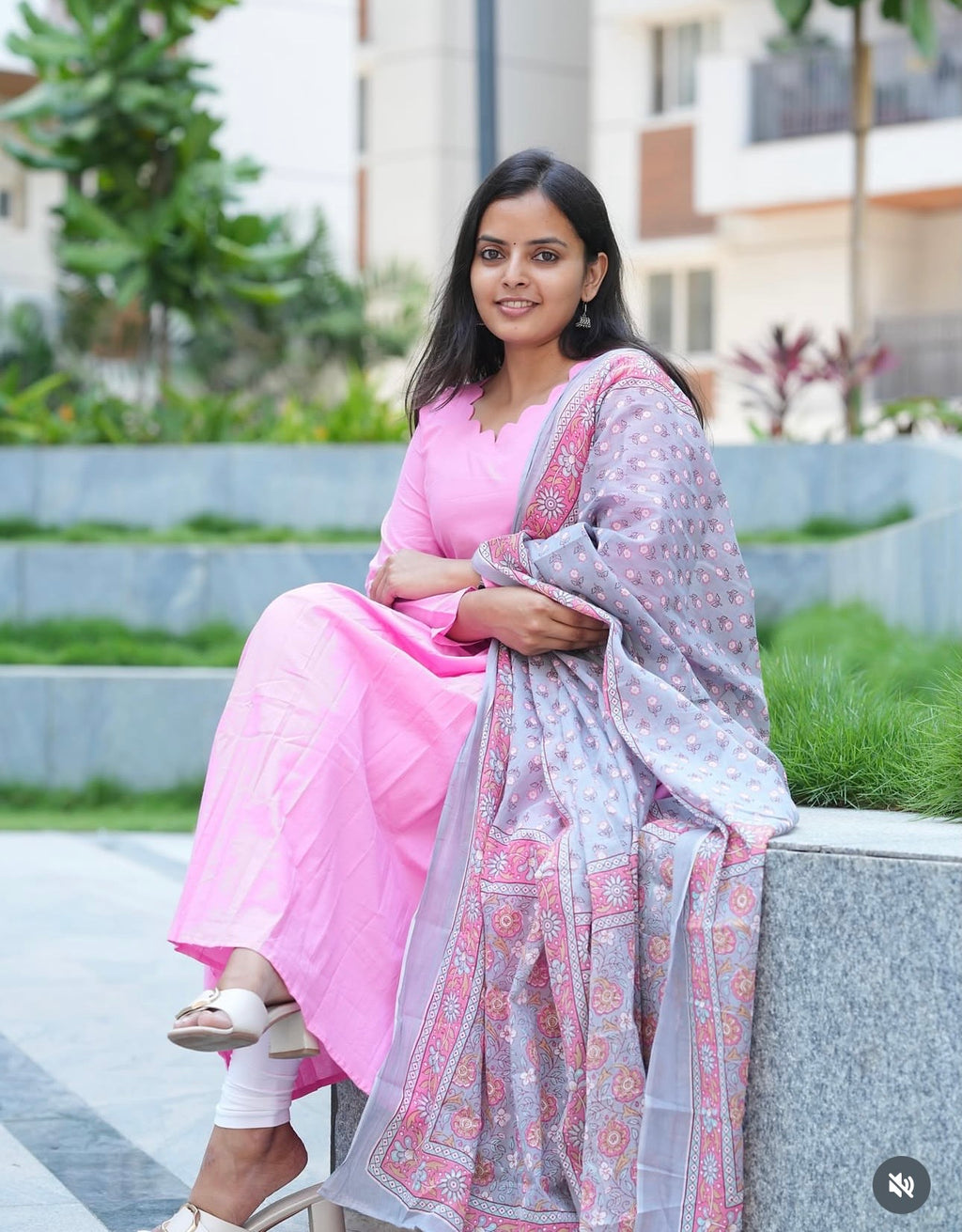 SC409- Pink frock Set with Dupatta