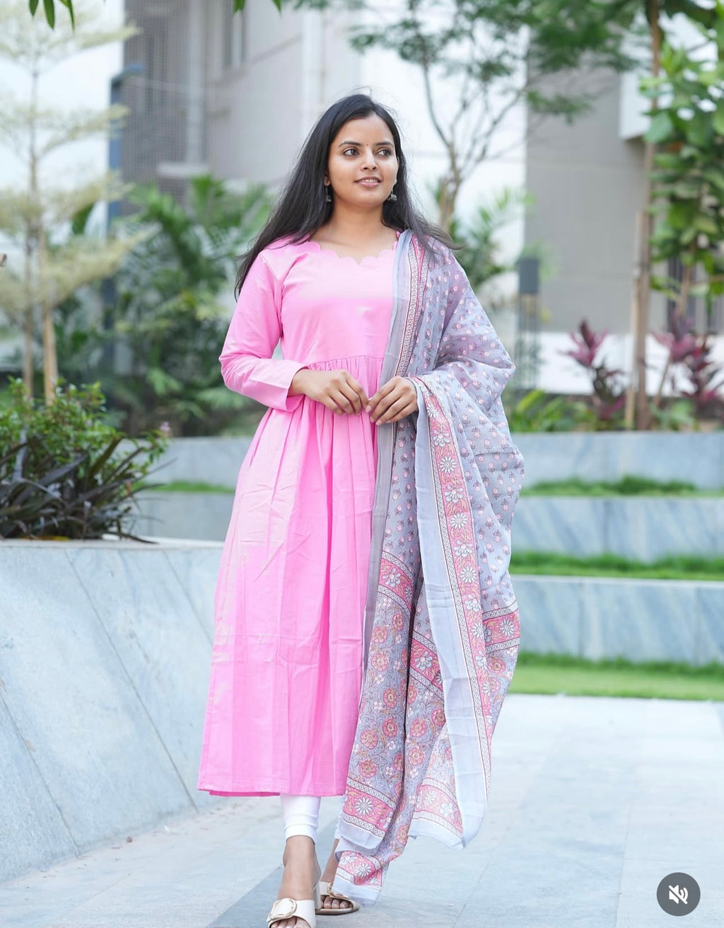 SC409- Pink frock Set with Dupatta