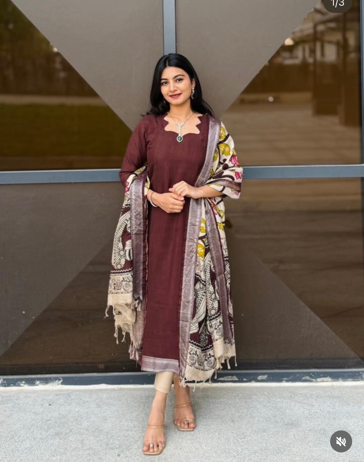 SC406 – Brown Kalamkari  Cotton Set