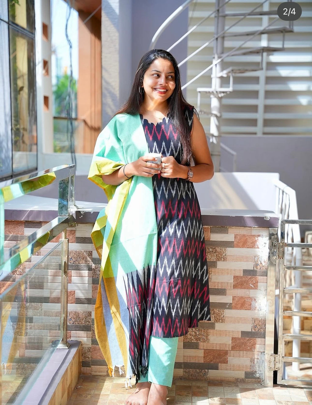 SC405 – Black Ikkat Handloom Cotton Set