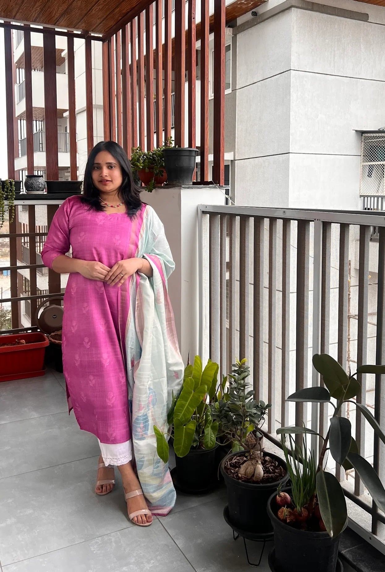 SC411 – Rose Pink Handloom Cotton Set