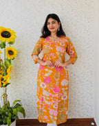 SC503- Mustard Yellow Cotton Kurti