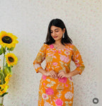 SC503- Mustard Yellow Cotton Kurti