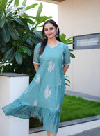 SC321- Peacock green Mulchanderi frock
