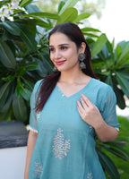 SC321- Peacock green Mulchanderi frock