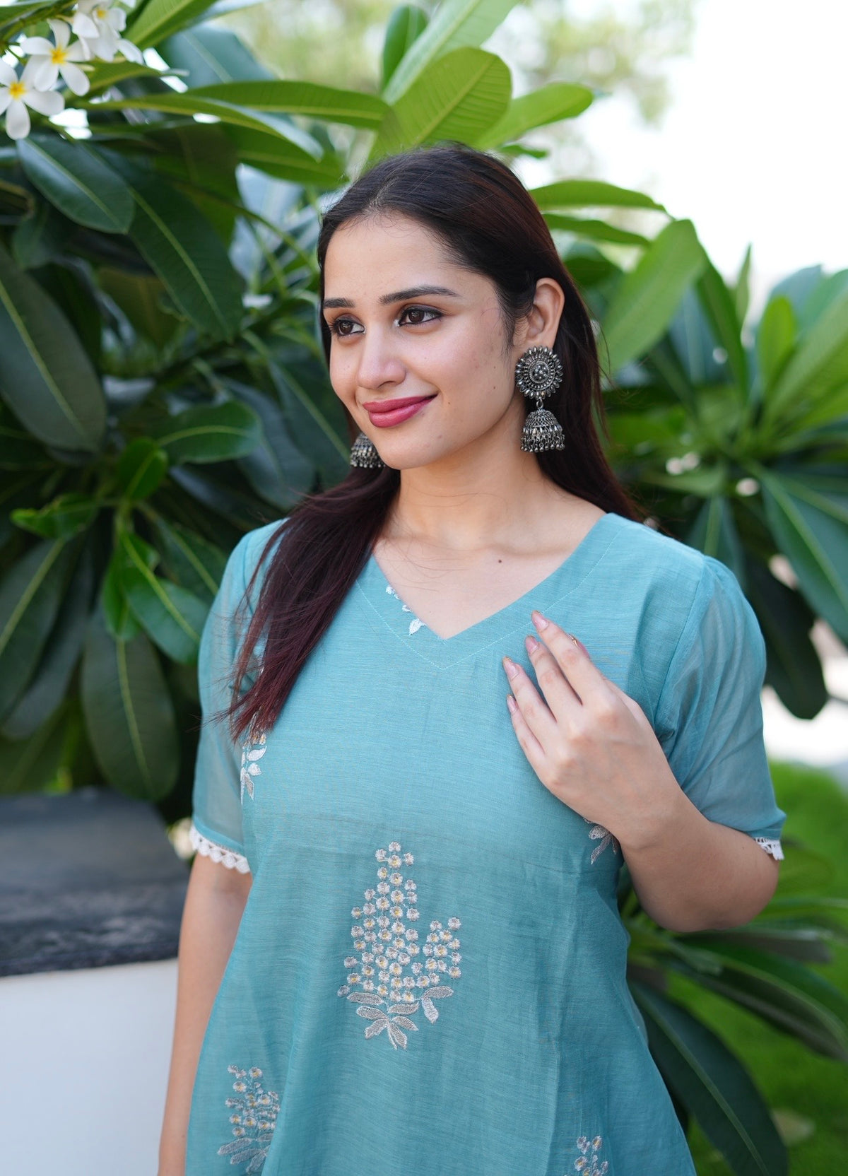 SC321- Peacock green Mulchanderi frock