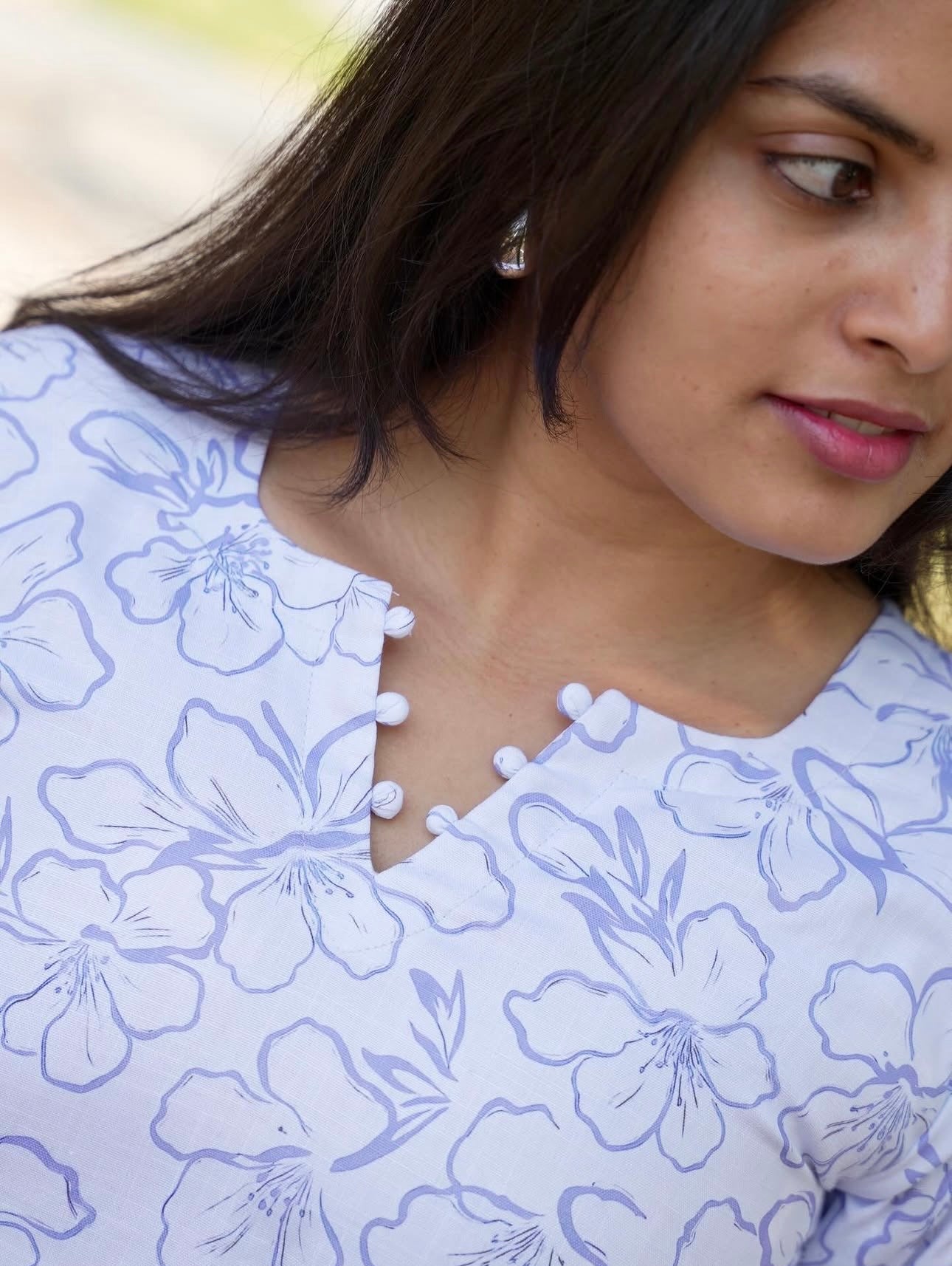 SC202 – floral Printed Linen kurti