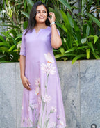 SC111 – Lavender Floral Lenin Dress