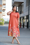 SC109 – Rust Orange Linen Dress