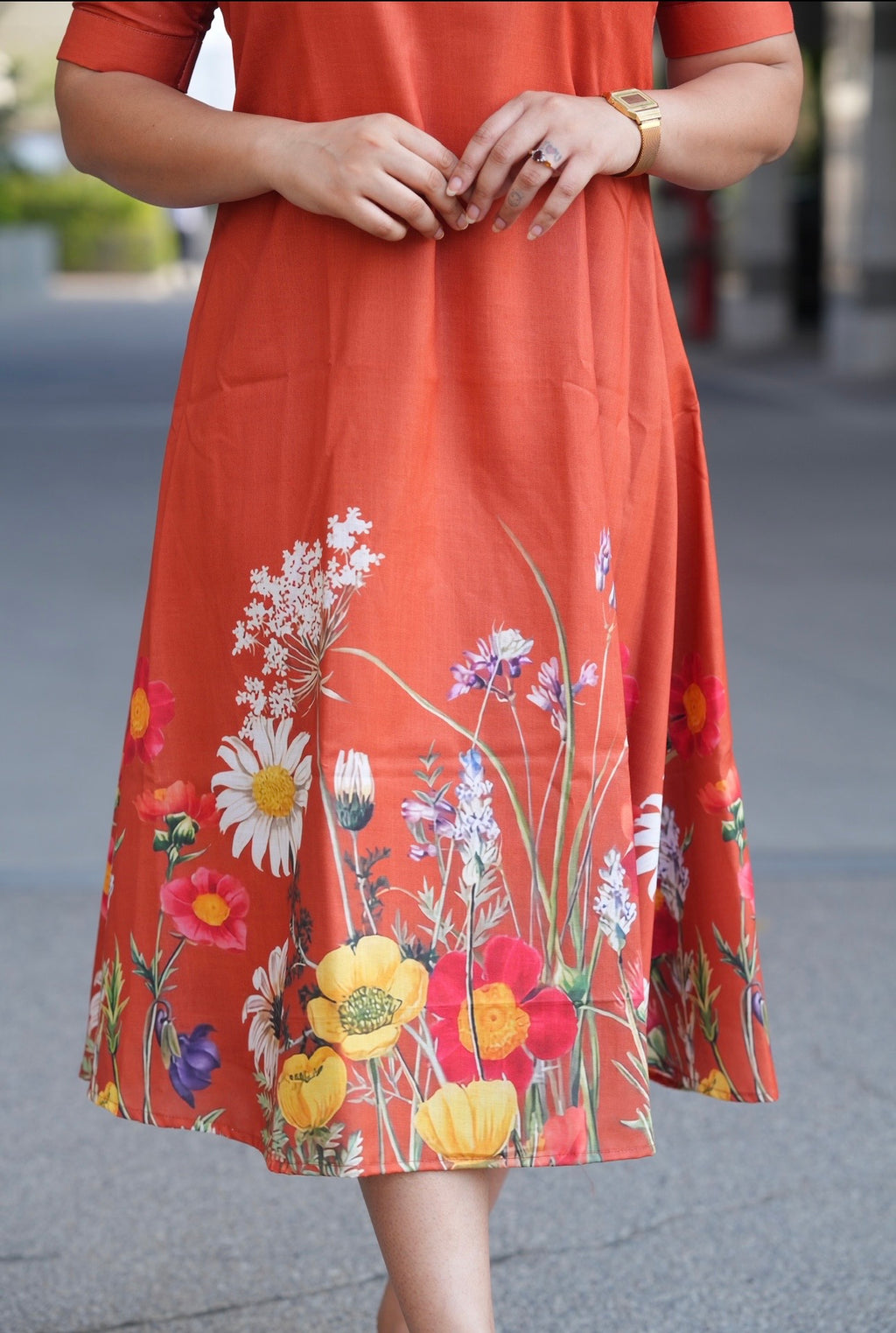 SC109 – Rust Orange Linen Dress