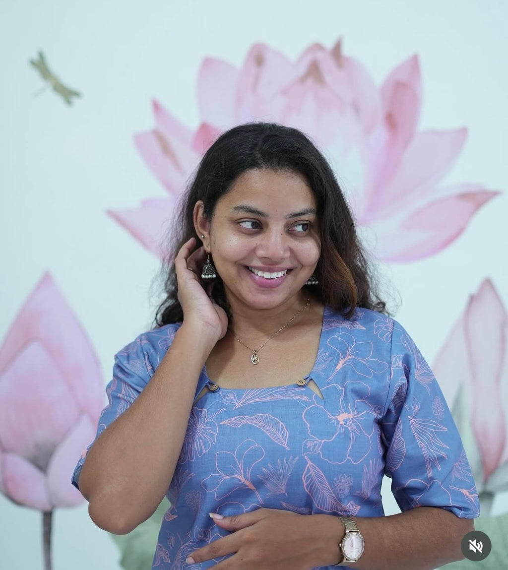 SC201 – Blue Floral Printed Casual Kurti