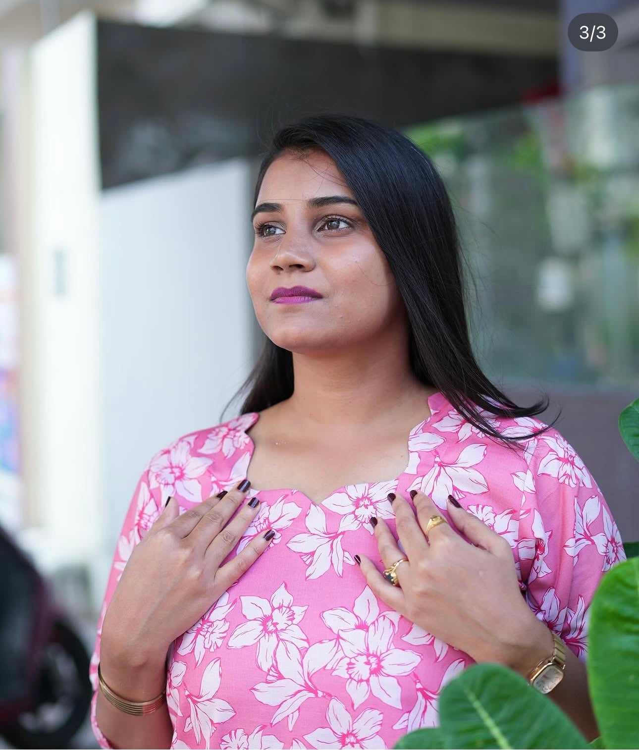 SC209 – Pink Floral Printed Linen Dress