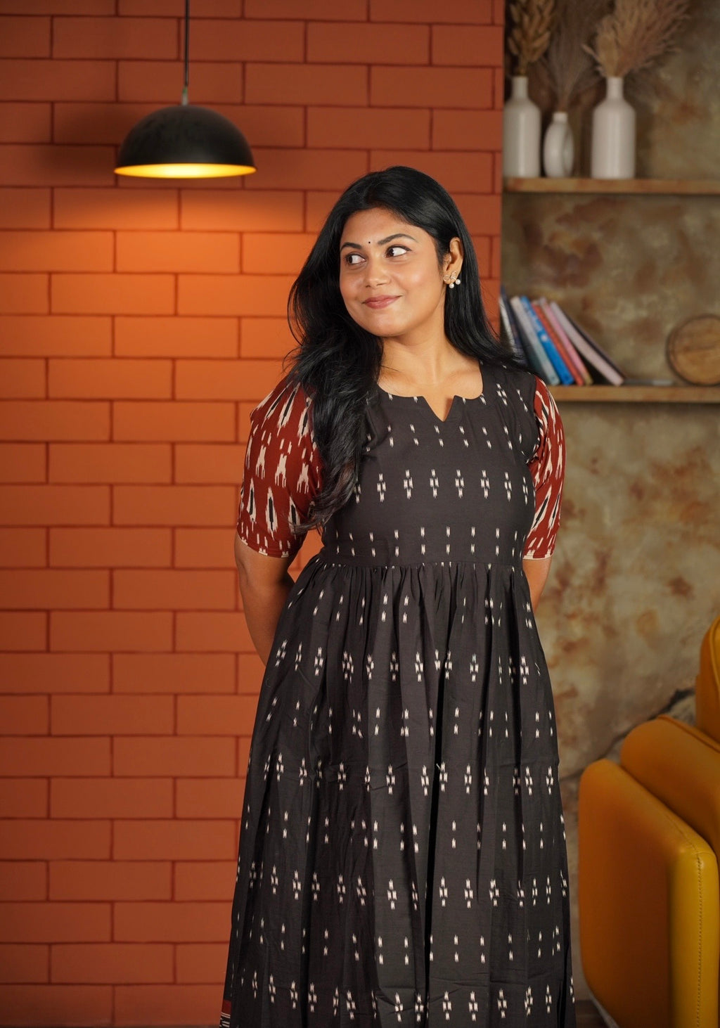 SC103- Black Printed Cotton Casual Frock