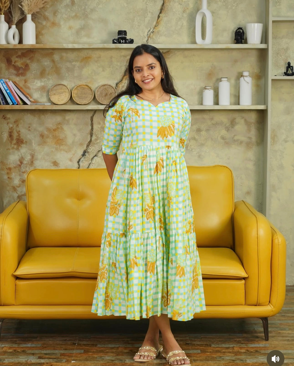 SC106- Checked floral Cotton Frock