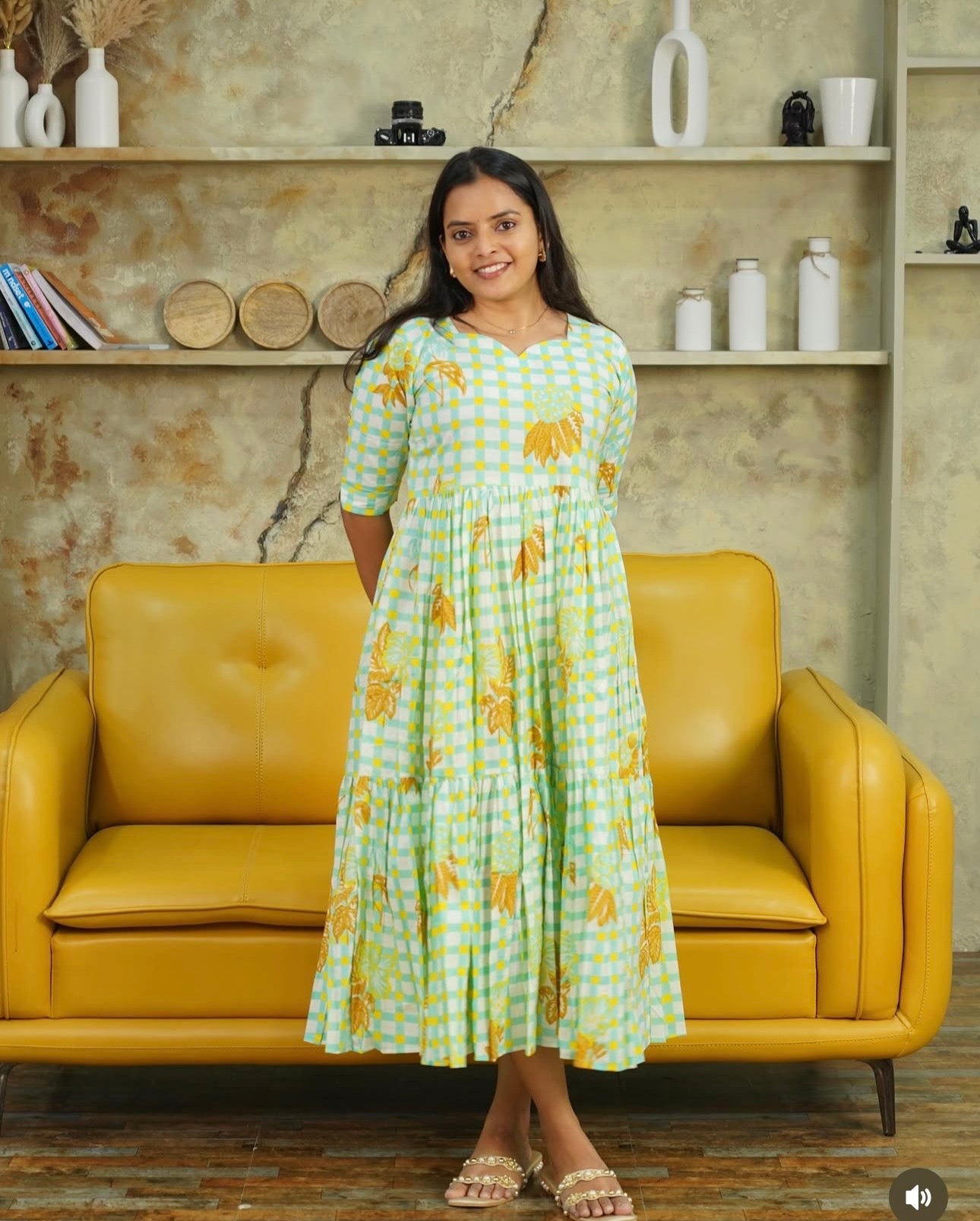 SC106- Checked floral Cotton Frock