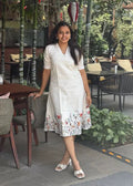 SC107 – White Floral Printed Linen Dress