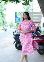 SC209 – Pink Floral Printed Linen Dress