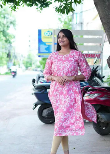 SC110 – Pink Floral Printed Linen Dress